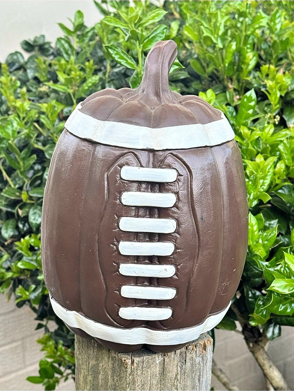 Football Pumpkin Decor in Brown & White